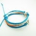 Blue Rope and White Leather Steampunk Bracelet antique silver karma love bracelet,Infinity Wish Love Bracelet Adjustable Bracelet 907S