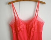 Vintage Hot Coral Pink Slip Rogers XS S 34