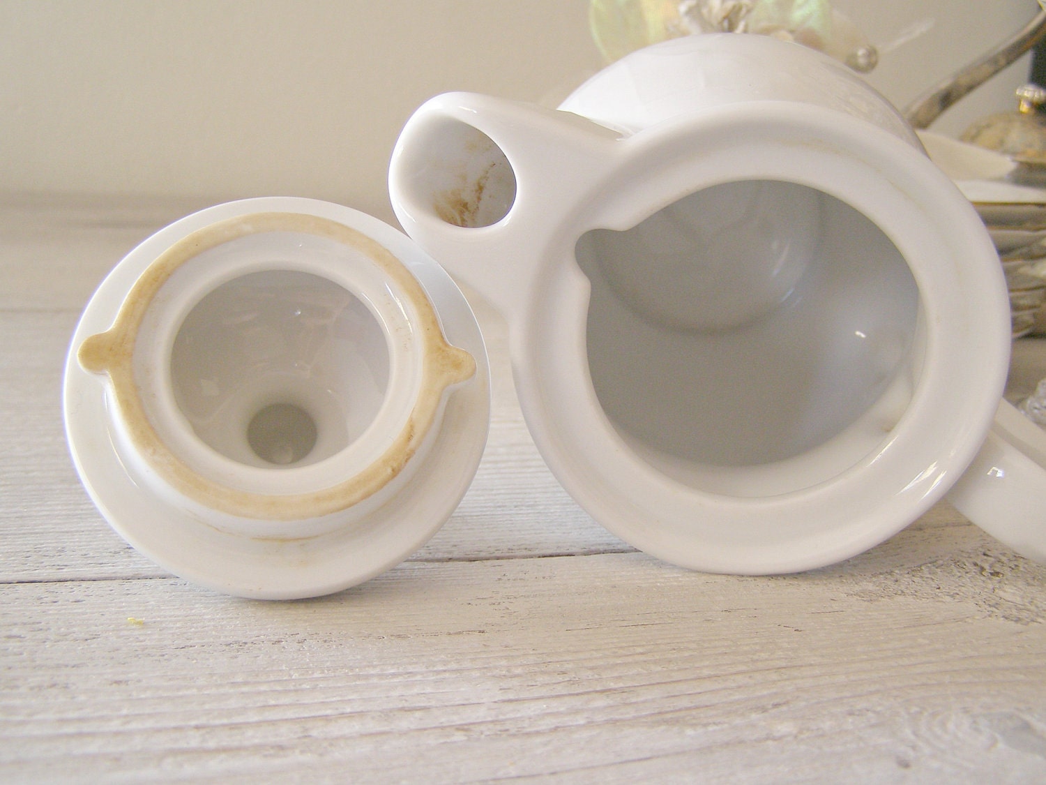 White Cream Pitcher, Vintage Porcelain small pitcher made in Israel