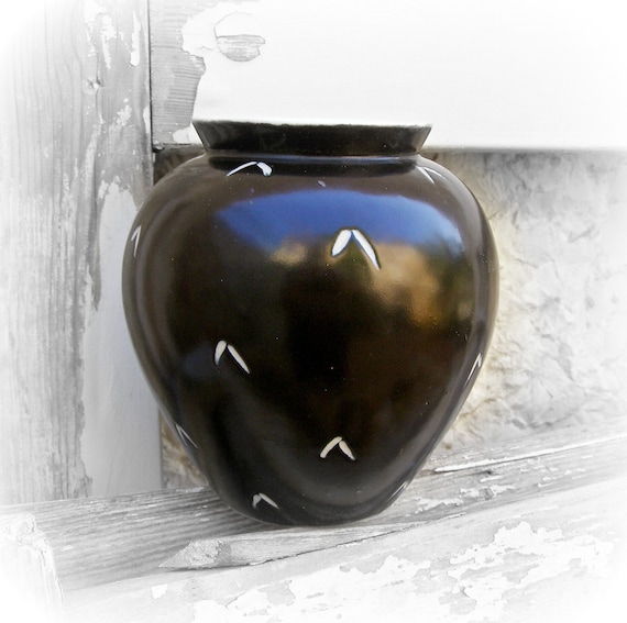 Vintage Black Vase, Handmade Ceramic small vase
