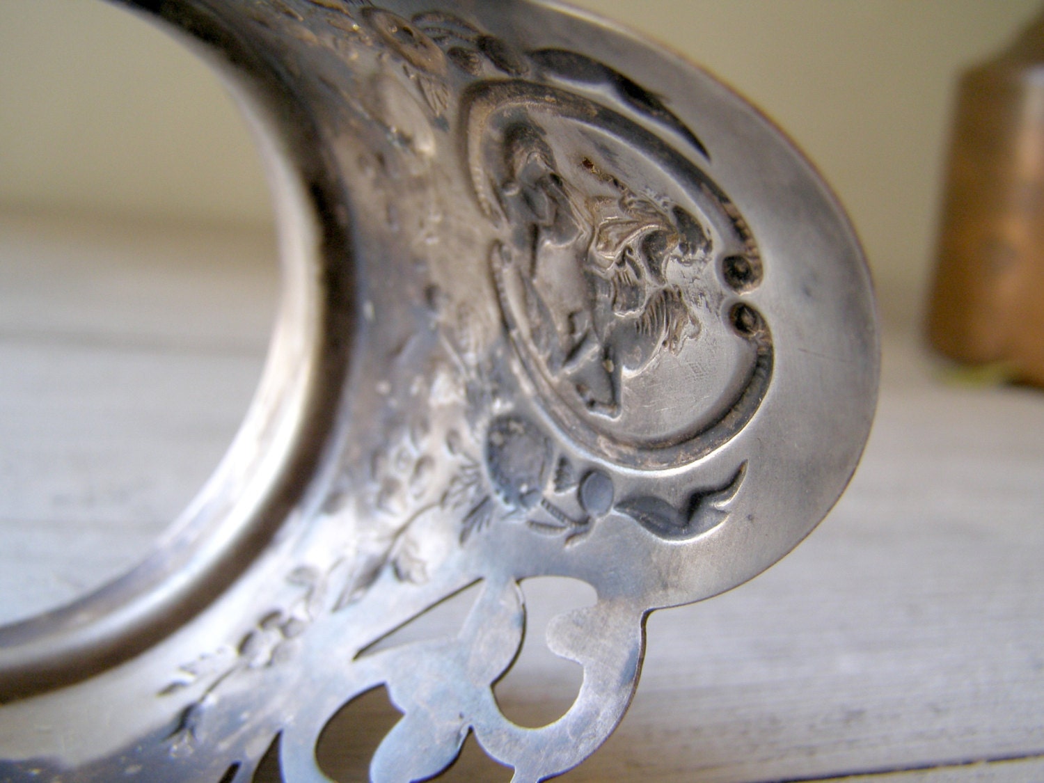 Mid century Silver plated Glass holder, Victorian style tableware
