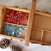 Wood Sewing Box, Vintage accordion storage box, mid century sewing supply
