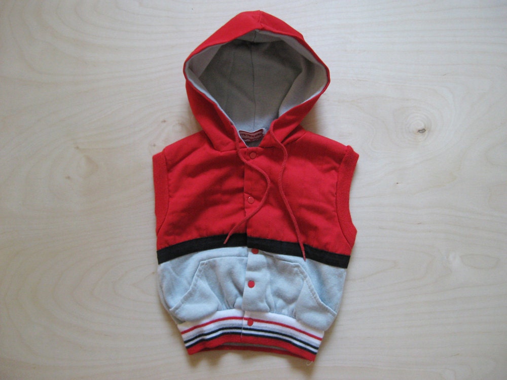 vintage kids HIPSTER ROCKER HOODIE Sleeveless Striped 3T