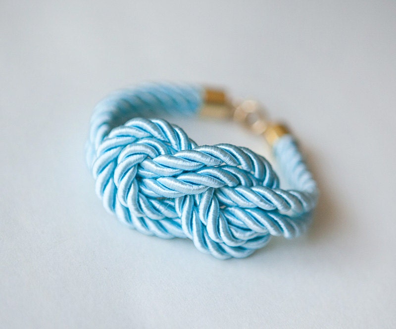 Baby Blue Nautical Knot  Rope with sailor knot Eight Bracelet by pardes israel