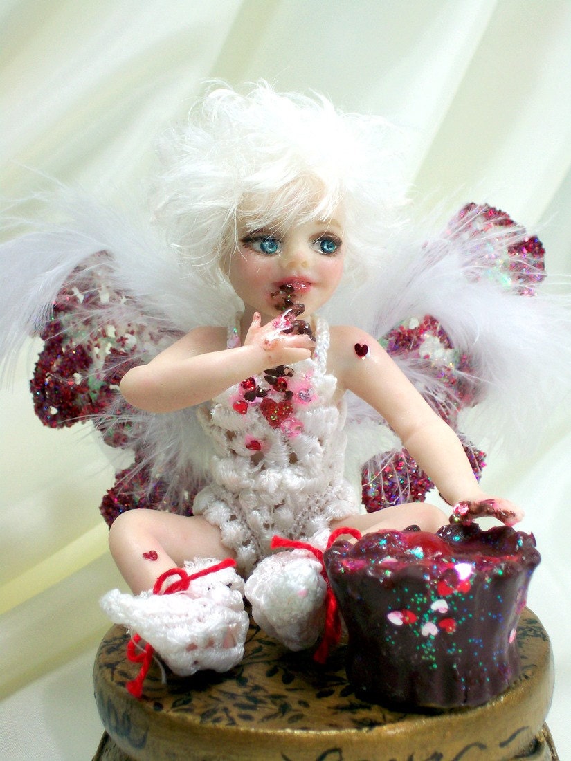 OOAK  fantasy fairy art doll valentine gift  polymer clay sculpture child baby free shipping