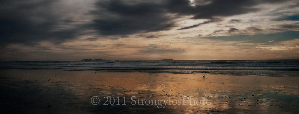 Beach Decor California seascape sunset photo Surf, Sky, Sunset calming panoramic print StrongylosPhoto sunset California Beach