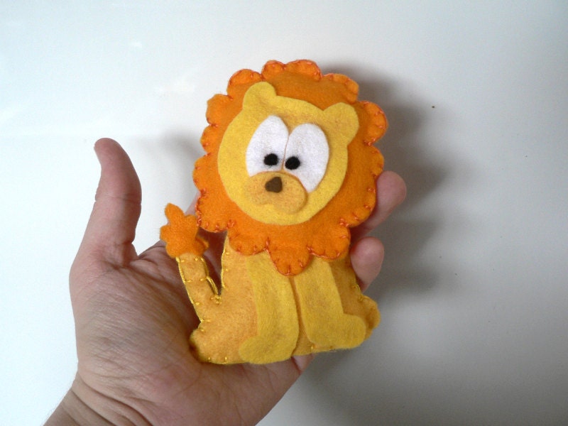 Lion magnet - lion ornament - lion key chain - felt lion - plush yellow lion - made to order - kids decor