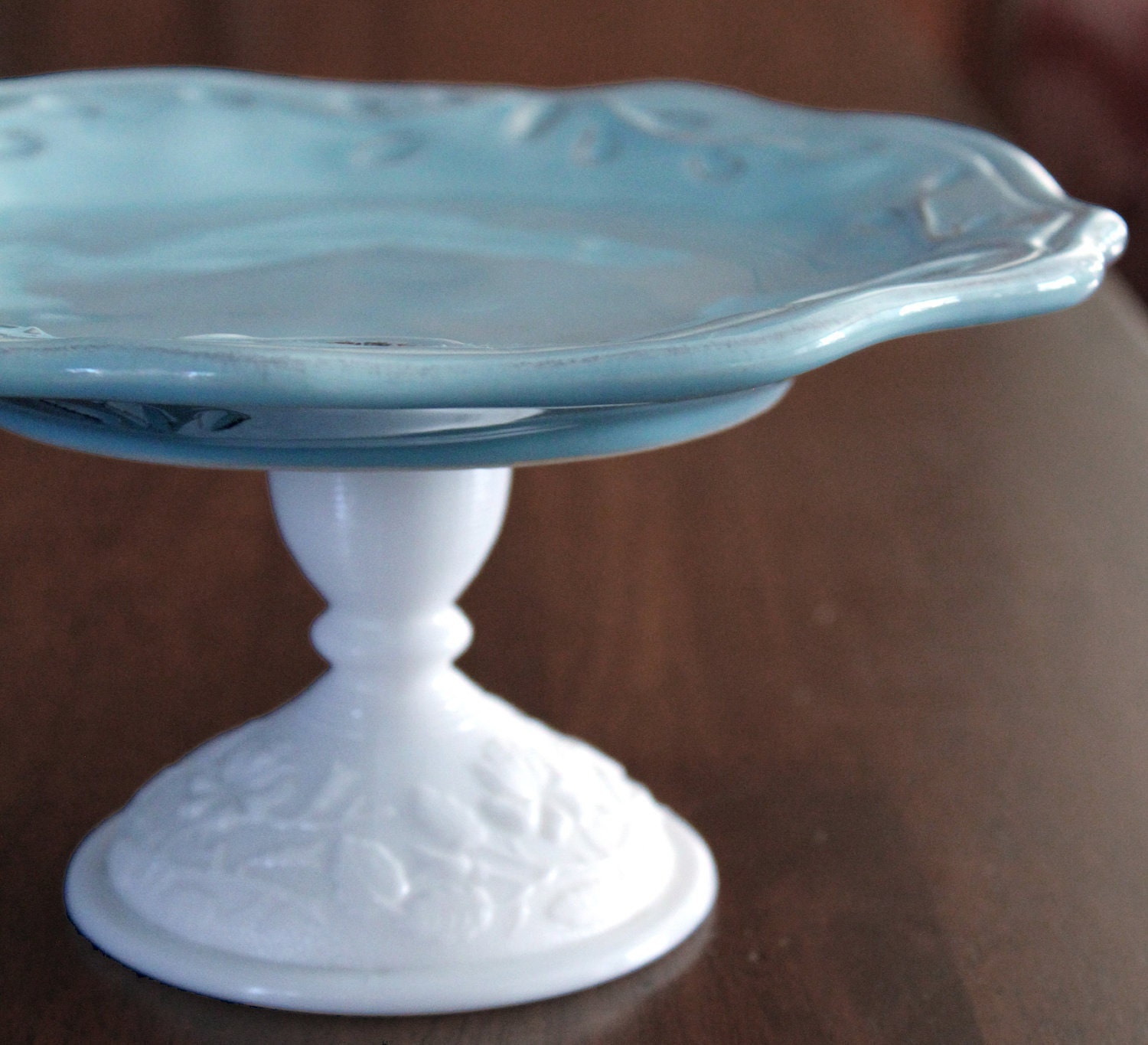 Cake Stand / Truffle Pedestal Truffle Stand / Cupcake Stand / Aqua Blue Macaron Stand Nut Mint Candy Dish Dessert Pedestal / Hostess Gift