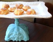 Vintage-Inspired Cake Stand in Tiffany Blue / Rectangle Dessert Pedestal / Hors D'oeuvre Tray / Truffle Pedestal / Petit Four Platter