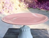16" Pink Cake Stand Pedestal / Pink Cake Plate / Pink Cupcake Stand with Pink Cupcake Wrappers & Toppers / Pastel Pink Weddings