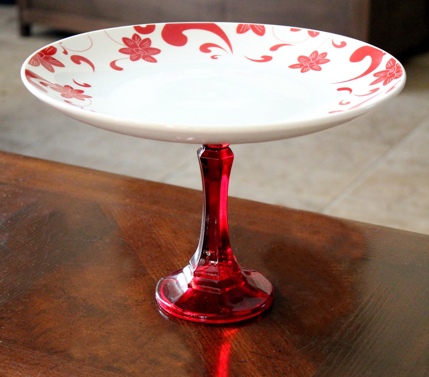 Cake Stand / Red Pedestal / Cupcake Stand Cake Pop Stand Macaron Marshmallow Caramel / Truffle Stand Truffle Pedestal / Ruby Red Cake Stand