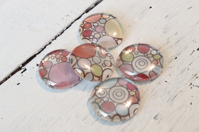 Magnets Polka Dot Retro- Set of 5