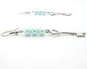 Skeleton Key Charm Earrings, Aquamarine Jewelry