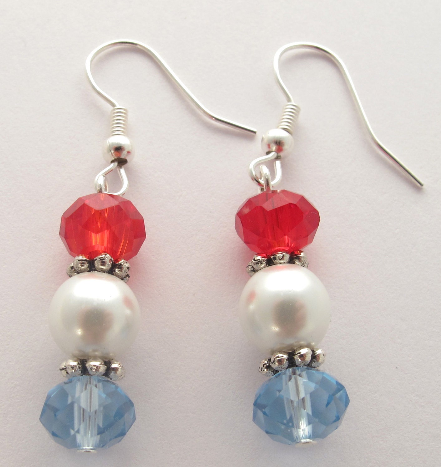 Red White and Blue Beaded Earrings