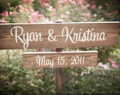 Wedding Signs - CUSTOM - your NAMES and wedding DATE with Stake - spring summer winter fall autumn chic outdoor wooden signage