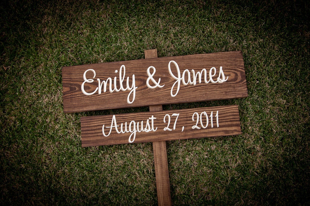 CUSTOM Wooden Wedding Signs - your NAMES and wedding DATE - spring summer winter fall autumn chic outdoor wooden signage