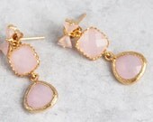 Opal Pink Earrings Post Earrings Pink Opal Bows Dangle Earrings Bridal Jewelry Wedding Beach Birthstone Bridesmaids