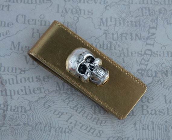 Skull Money Clip Solid Brass Vintage Style Gothic Victorian Steampunk Men's Accessories Father's Day Gifts