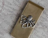 Octopus Money Clip Solid Brass Vintage Style Gothic Victorian Nautical Steampunk Men's Accessories Father's Day Gifts