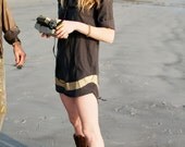 organic cotton black and bronze shirt dress