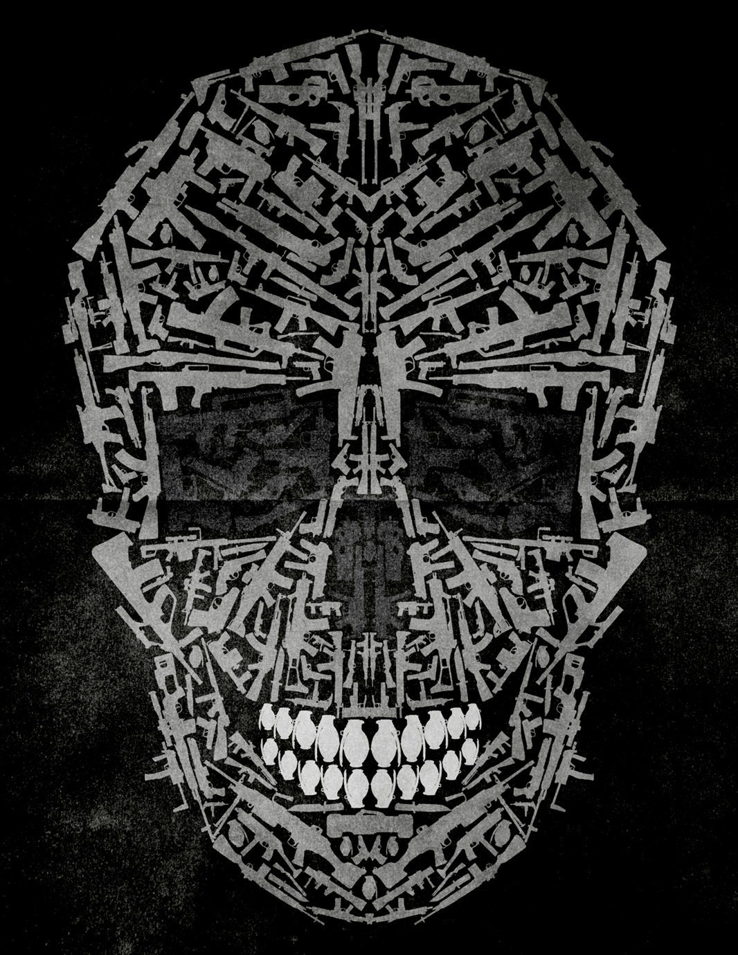 81/2 x 11 Inch Gun Skull Print