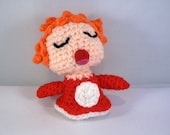 Sleepy Ponyo chibi amigurumi crochet plush character doll with posable head inspired by Studio Ghibli