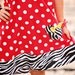 minnie mouse dress up Disney fabric bracelet zebra bangle chunky no clang red yellow polka dot  fabric ribbon tie on one size fits most