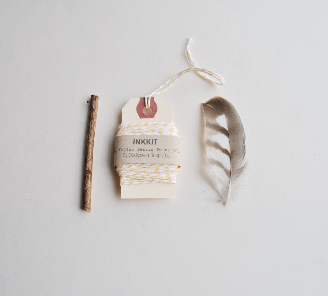 lemon yellow and white twine on large tag 4-ply (10 yards)