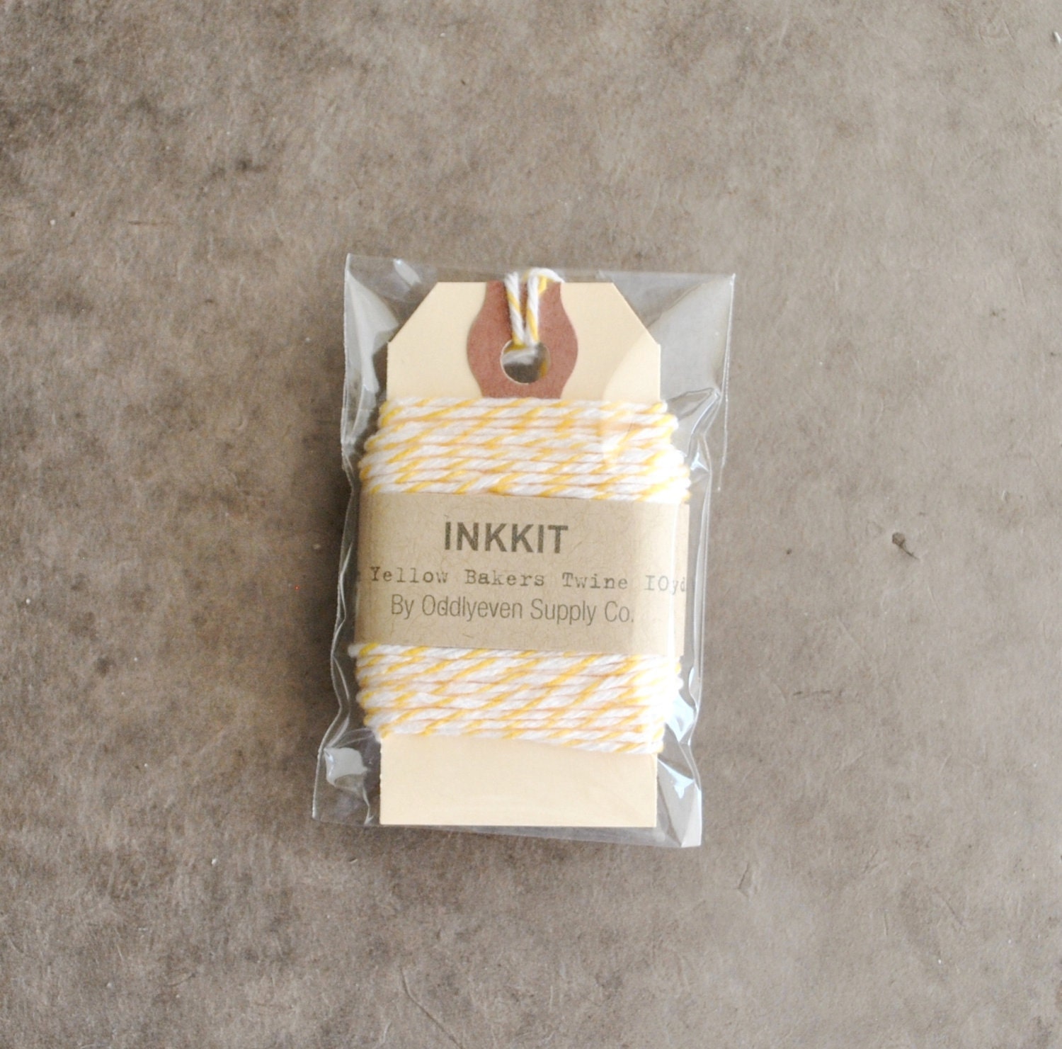 lemon yellow and white twine on large tag 4-ply (10 yards)