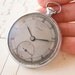 Antique mens pocket watch Molnija, silver tone rare pocket watch, Soviet Era