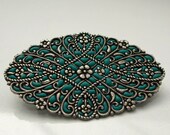 Silver brooch pin antique style jewelry handmade gifts for her oval brooch green pin filigree jewelry