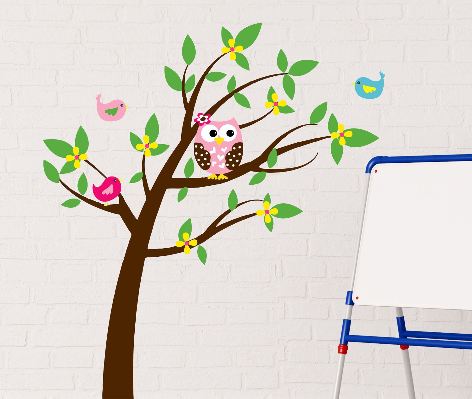 Baby Nursery Tree Wall Decal - Owl Wall Decal - Owl Decor -Baby Girl Nursery  - Nursery Art -Playroom Decor