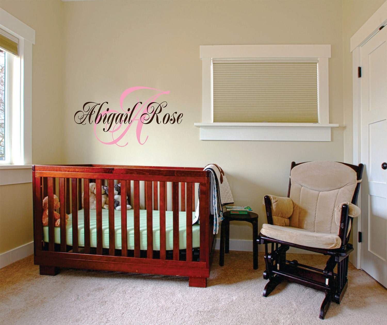 Childrens Wall Decals- Monogram Name Wall decals - Custom Name Wall Art - Girls  Wall Decals - Baby Name Wall Decals