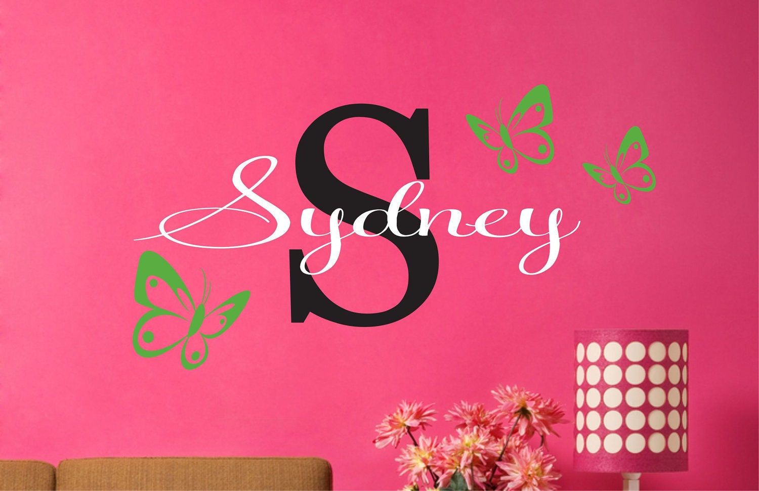Childrens Decor -Teen Name Decals - Childrens Wall Decals - Butterflies Vinyl Wall Decal with Name