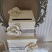 Wedding Card box - Wedding ring pillow- The "Alexis" Collection- Ivory silk card box, ring pillow, flower basket