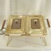 Mid Century Peach Luster Coco FireKing Chafing Dish Casserole Lid Bake Ware Housewares Cooking Party Pool Dinner Serving