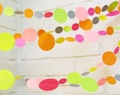 The Bella Garland, Paper Garland, Pink, Yellow, Gray, Orange, Lime Green, Multi colored, Birthday Decoration, Wedding Garland