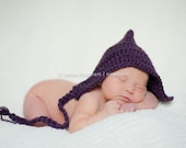 Handmade Newborn Baby Boy or Girl Pixie / Gnome Hat With Ties Knit Crochet - MANY COLORS AVAILABLE - Photo Prop