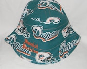 Miami Dolphins orange, teal, turquoise bucket hat by Hamlet Pericles