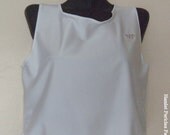 White Lycra women tank top/crop top w/ ruffled hem by Hamlet Pericles