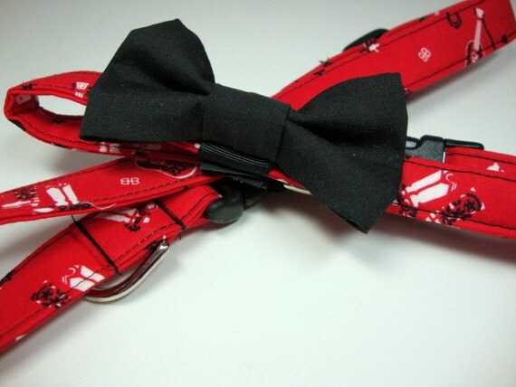 Old Cow Hand Red Cowboy Print Dog Collars Medium