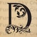 Alphabet Letter D Initial Print Flower Swirl - Burlap Digital Download Paper Word Text Typography Image Transfer To Pillows Tea Towels b079