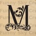 Alphabet Letter M Initial Print Flower Swirl - Burlap Digital Download Paper Word Text Typography Image Transfer To Pillows Tea Towels b088