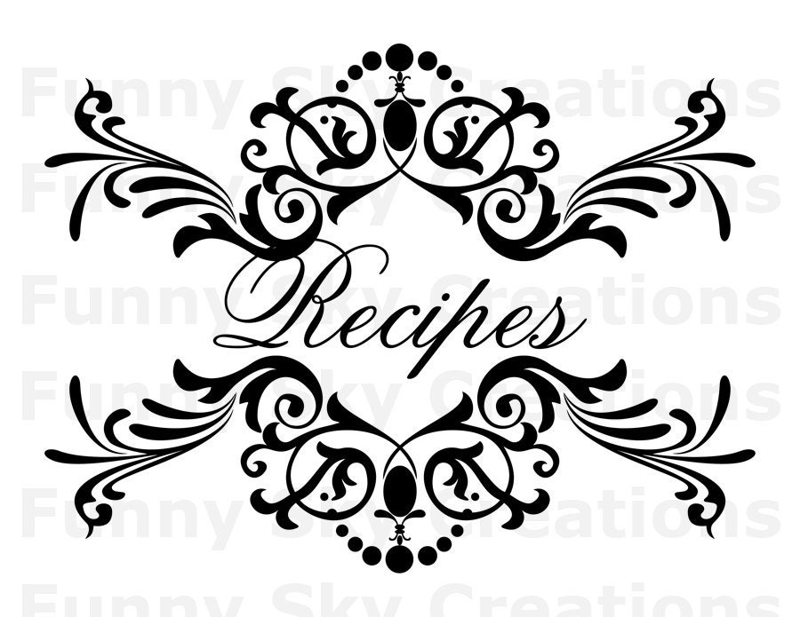 Recipes Vintage Script Frame - Burlap Digital Download Paper Word Text Typography Image Transfer To Pillows Tote Bag Tea Towels b177
