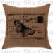 Butterfly Postcard Vintage Poster - Burlap Digital Download Paper Word Typography Image Transfer To Cushion Pillows Tea Towels b553