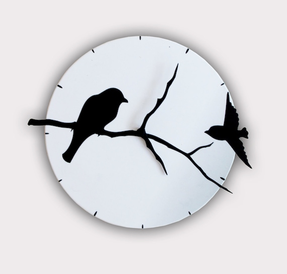 Birds on Tree Shadows Wall Clock
