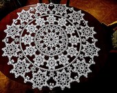 Tatting   round tablecloth "Dance of snowflakes" - gift for Mom - gift for anniversary - gift for  wedding - FREE shipping.