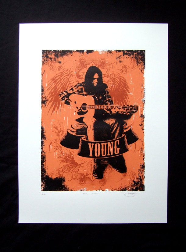 Hand Pulled Limited Edition Neil Young Screen Print