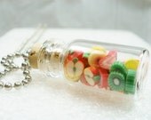 Bottled Fruits Pendant.  Polymer clay