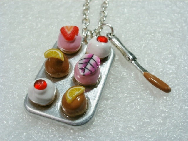 Muffin Pan/ Cupcake Pendant. Polymer Clay.
